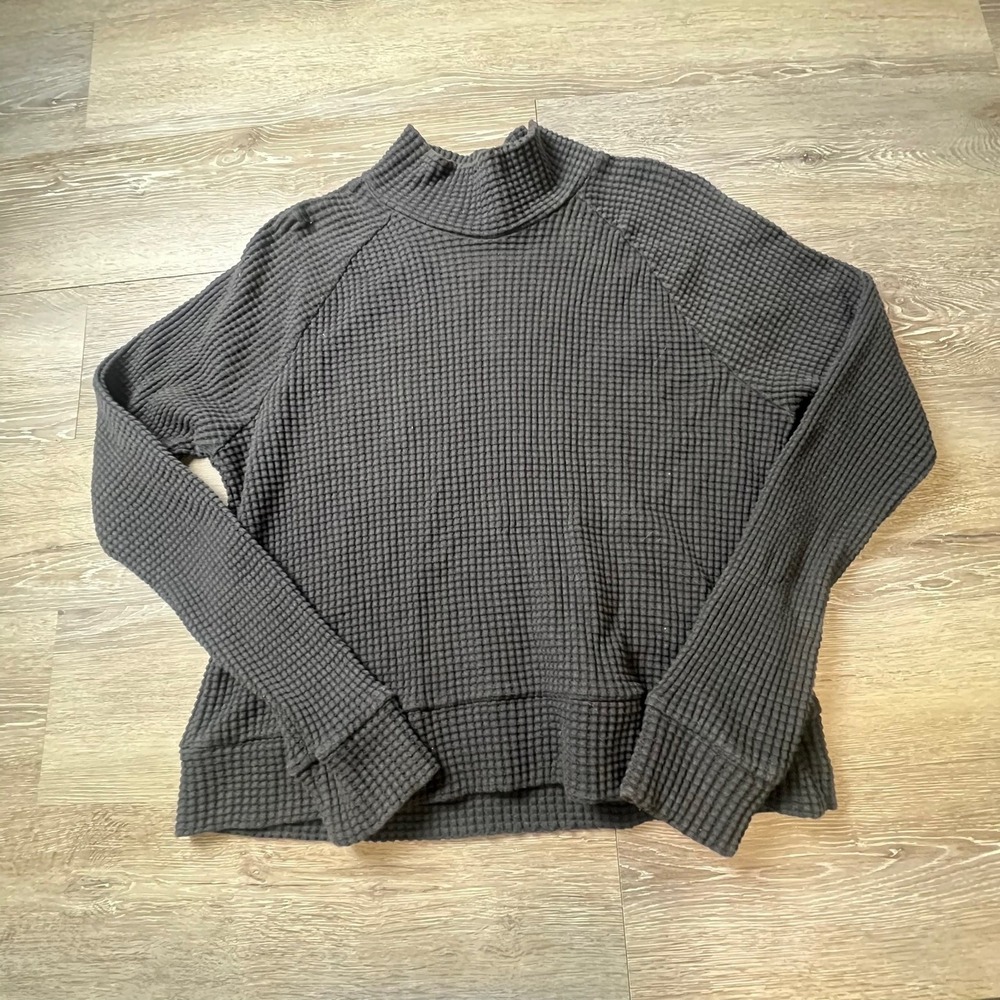 The North Face Pullover Womens Small Grey Waffle‎ Knit Mock Neck A5GMZ Top